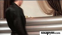 Babe With Huge Tits Massages And Blows a Customer 7