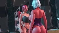 Vanessa and Sandy. Fucked in the mouth by a huge dick
