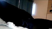 pegging, t,r,v with big ass and brunette has anal sex with big double dildo,