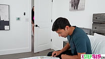 Stepsis looks amazing in a bikini and she sits on stepbro his face