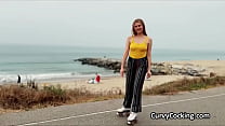 Picking up busty rollerblading hottie