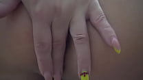MILF caresses her anal,then shows her pussy from the inside and pissing