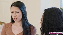 Nicole and Alex enjoy making Puck squirm