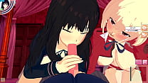 【Spider Lily Nishigi CHISATO×Inoue TAKINA】POV 3P HENTAI oppai multiple play【ice recoil】pretty cute RICORICO boobs nipple melon