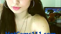 Hot Spanish Brunette Teases on Cam
