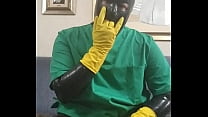 Rubber surgeon masturbating