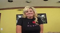Hot chick with fake boobs wants to get all of the cum down to her throat