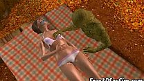 Sexy 3D cartoon hottie getting fucked outdoors
