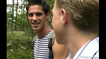 Woodland walk leads to a outdoor wank-fest for two buddies!