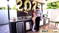 New Year's Bash with a Petite Ginger Getting Stretched by a Giant Cock