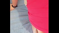 Mi ex me vio en vestido rojo y no se resistio!! Le hice un rico oral a escondidas! Amateur
