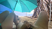 MissCreamy Slut Teacher: Slow Handjob in 4K Under Public Umbrella in Rain!