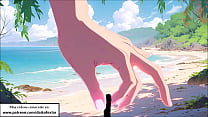 Instrucciones para masturbarse con una gigante en la playa.