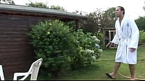 Young neighbor deeply ass fucked in her garden
