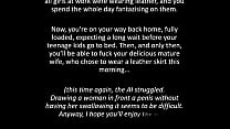 Busty mature milf in a short leather skirt has her husband jerking and cumming on her in the bathroom - AI Illustrated leather porn dream