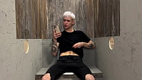 Tattooed faggot twink served strangers with his mouth and asshole through the glory hole 256