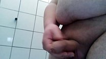 Fat guy having fun on the toilet #2