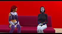 DC Superheroes hentai with Raven and Starfire