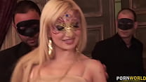 Slutty blonde Lea Lexis deepthroats and fucks two cocks in hot threesome GP1214