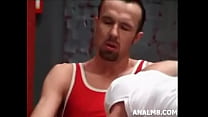 WRESTLING COACH WITH BIG SCHLONG. NICE COCK ACTION.