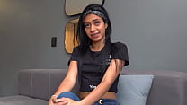 Shy teen Latina is seduced and face fucked in lingerie