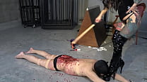 Japanese mistress Youko will train the masochist man and CBT on a wooden