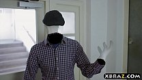 Huge tits wife fucks an invisible man with a gigantic cock