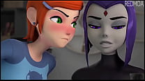 Gwen learns from raven about boobjob