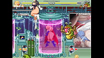 Mugen Super busty heroine vs sluggs in the lab