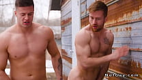 First Sugar Shack adventure of Olivier Robert with Clark Delgaty includes hardcore anal bareback passion and outdoor action in the snowy wilderness