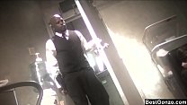 Tattoed Babe Gags On Black Cock