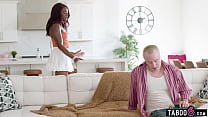 Black babe walks in on her roomie when he was stroking his big cock