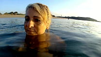 Amazing public beach water fuck with underwater blowjob