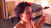 Teenage sucks old dick, plastered in cum