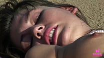 She's a fucking brat... but she's fucking hot. Look at Arya getting horny AF at the nudist beach... she takes her time to play with her horny clit and shaved labia as she sunbathes.