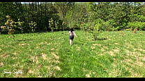 Outdoor amateur pov video: MILF with big natural tits gives blowjob