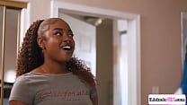 Jewelz Blu wants to know how her ebony roommate Destiny Mira squirt. The ebony babe shows her how, first by fingering her pussy then using a dildo.