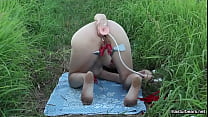 A kinky Outdoor Anal  Creampie masturbation