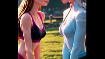 Just a quiet, special moment between Anna and Elsa. Their bond is truly magical.  AI-generated
