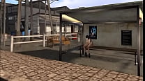A cop fucks jade in a bus stop