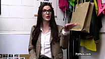 Hottie in glasses gets pounded from behind for stealing