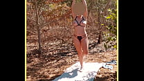 MILF heads outdoors for nude public yoga