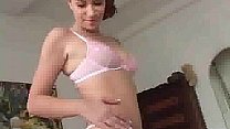Sexy Readhead gives guy a little tease then deepthroats his massive cock