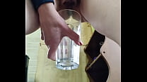 Mature over 50 piss in glass
