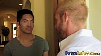 Pretty Asian twink intense kitchen fuck