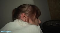 Public Agent Shy Brunette Sucks and Fucks in Basement