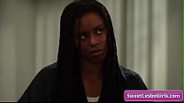 Watch this horny black lesbo prisoner seducing her guardian in her office for a good fuck