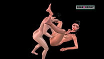 Animated porn video an Indian girl laying on floor and a man fisting her pussy