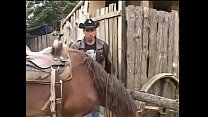Hot blonde gets her pussy eaten while visiting cowboy was putting on condom