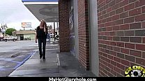 Ebony teen cleaning all the cocks at gloryhole 21